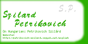 szilard petrikovich business card